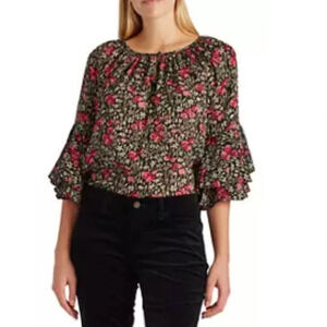 Floral Ruffle Sleeve Blouse